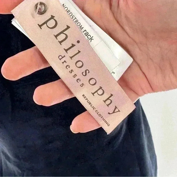 New Philosophy womens dress size 6 navy blue micro suede vegan pencil midi - Picture 6 of 15